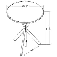 36 Inch Bar Table, Metal Top, Hammered Nails, Intersected Base, Silver  - BM309250