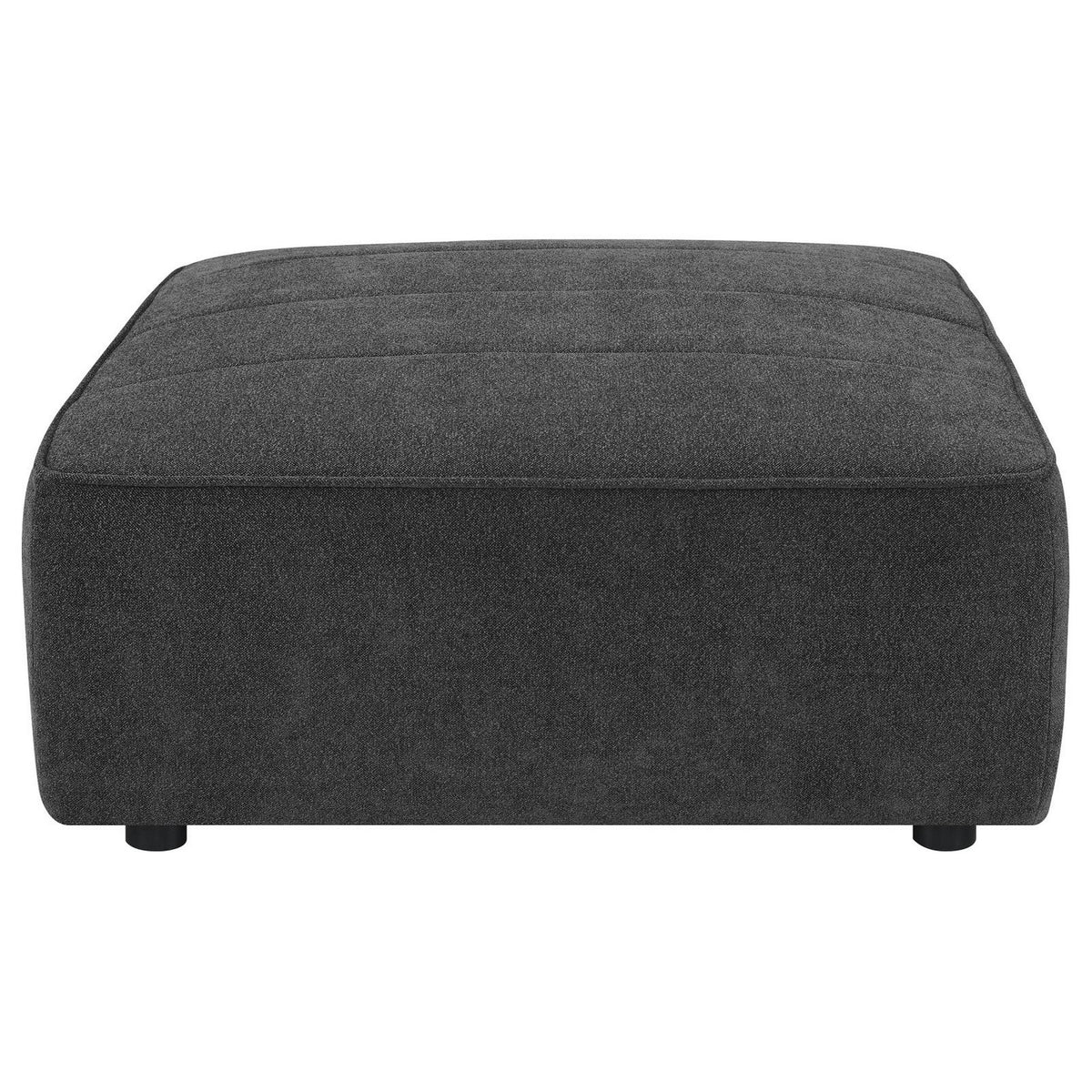 Suri 35 Inch Ottoman, Soft Boucle Fabric, Horizontal Stitching, Gray - BM309261