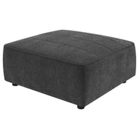 Suri 35 Inch Ottoman, Soft Boucle Fabric, Horizontal Stitching, Gray - BM309261