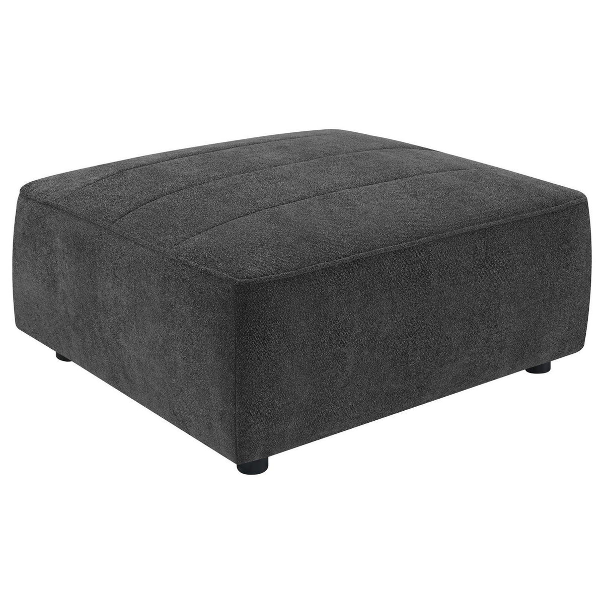 Suri 35 Inch Ottoman, Soft Boucle Fabric, Horizontal Stitching, Gray - BM309261