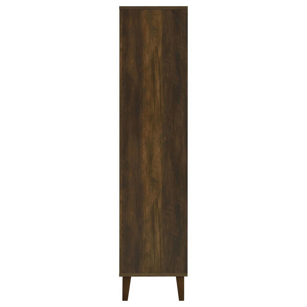69 Inch Tall Accent Cabinet, Vertical Slatted Design, Brown and Black  - BM309267