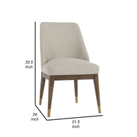 24 Inch Dining Chair, Cushioned Seating, Gold Metal Leg Caps, Beige, Brown - BM309291