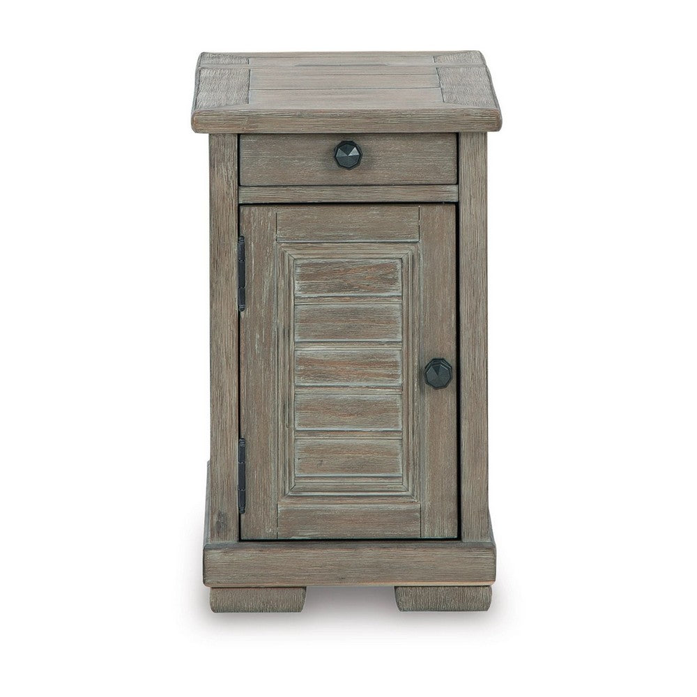 24 Inch Side End Table, 1 Drawer, Single Door Cabinet, Glazed Bisque - BM309297