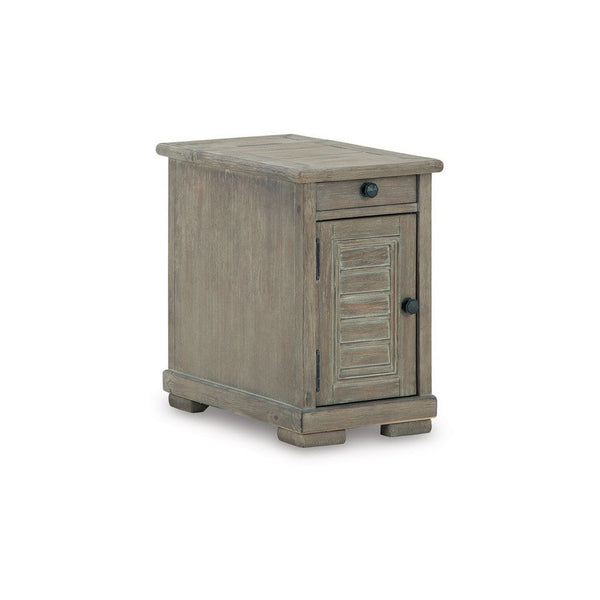 24 Inch Side End Table, 1 Drawer, Single Door Cabinet, Glazed Bisque - BM309297