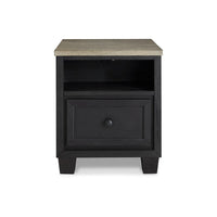 25 Inch End Table, Rectangular Tabletop, Open Shelf, 1 Drawer, Black, Brown - BM309298