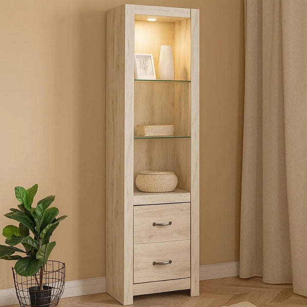 72 Inch Wood Pier, 4 Adjustable Shelves, Antique Style White Wood Finish - BM309308