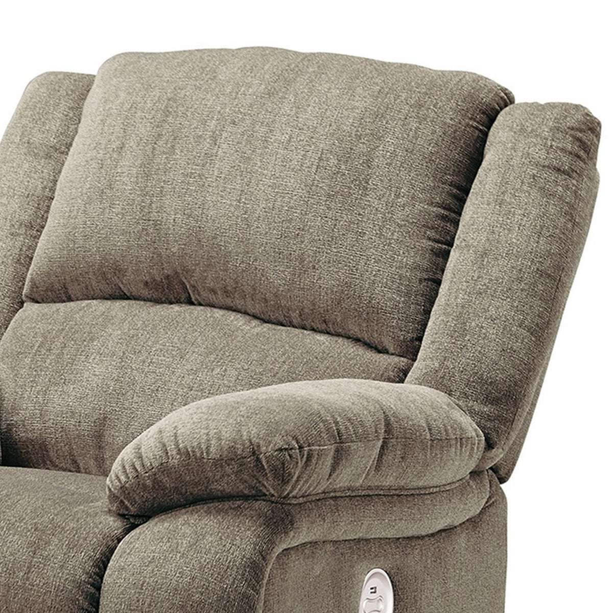 Wie 39 Inch Power Recliner Chair, Rocker, Pewter Gray Chenille Upholstery - BM309337