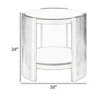 Kyna 26 Inch Side End Table, Modern Sintered Top, 1 Shelf, Round, Silver - BM309401