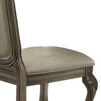 Loki 29 Inch Dining Chair Set of 2, Antique White, Crown Top, Welt Trim - BM309412