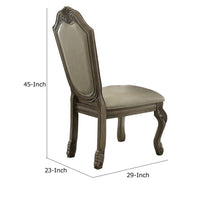 Loki 29 Inch Dining Chair Set of 2, Antique White, Crown Top, Welt Trim - BM309412
