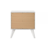 Siam 24 Inch Nightstand, 2 Drawers, Modern White, Sleek Rubberwood Frame - BM309431