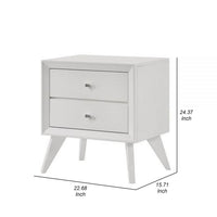 Siam 24 Inch Nightstand, 2 Drawers, Modern White, Sleek Rubberwood Frame - BM309431