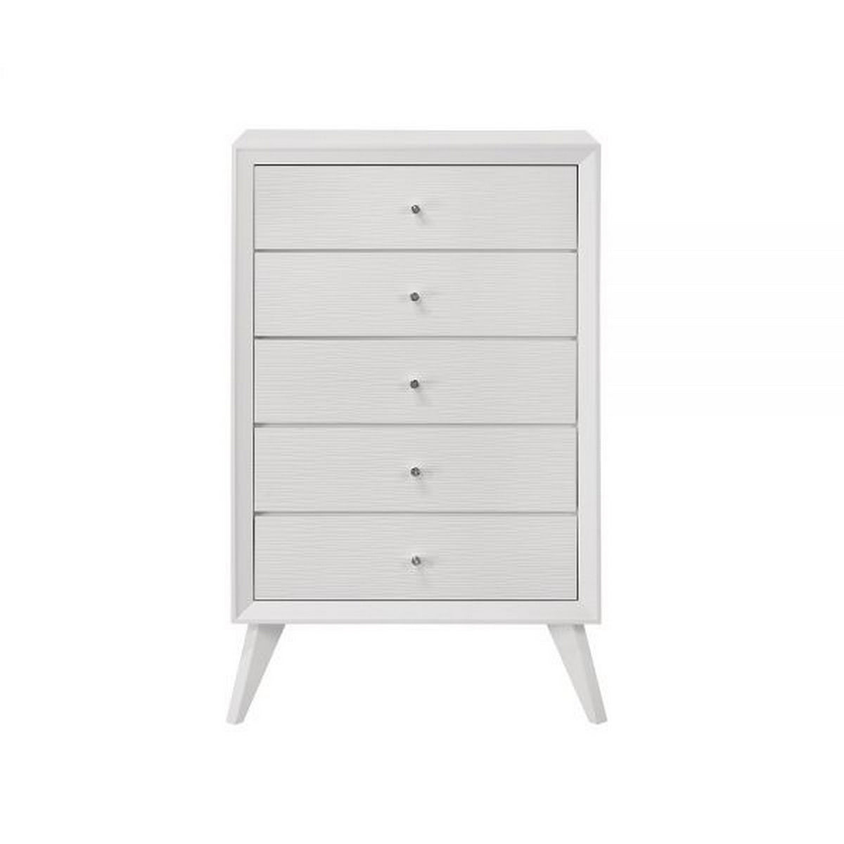 Siam 48 Inch Tall Dresser Chest, 5 Drawers, Rubberwood, Sleek Modern White - BM309433