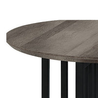 Nori 23 Inch End Table, Round Top, Metal Base, MDF, Antique Oak and Black - BM309437