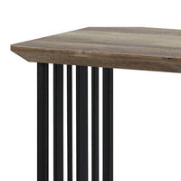 Nori 47 Inch Sofa Table, Metal Strip Base, MDF, Antique Oak Brown and Black - BM309438