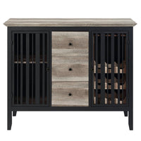 Nori 47 Inch Sideboard Buffet, 3 Drawers, Antique Oak Brown and Black  - BM309442