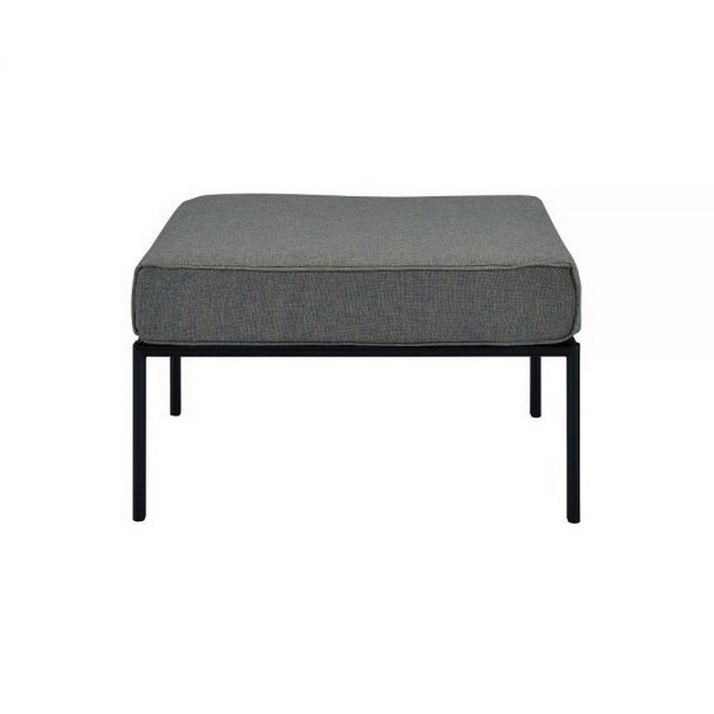 Rain 29 Inch Outdoor Patio Ottoman, Waterproof Polypropylene, Smooth Gray - BM309444