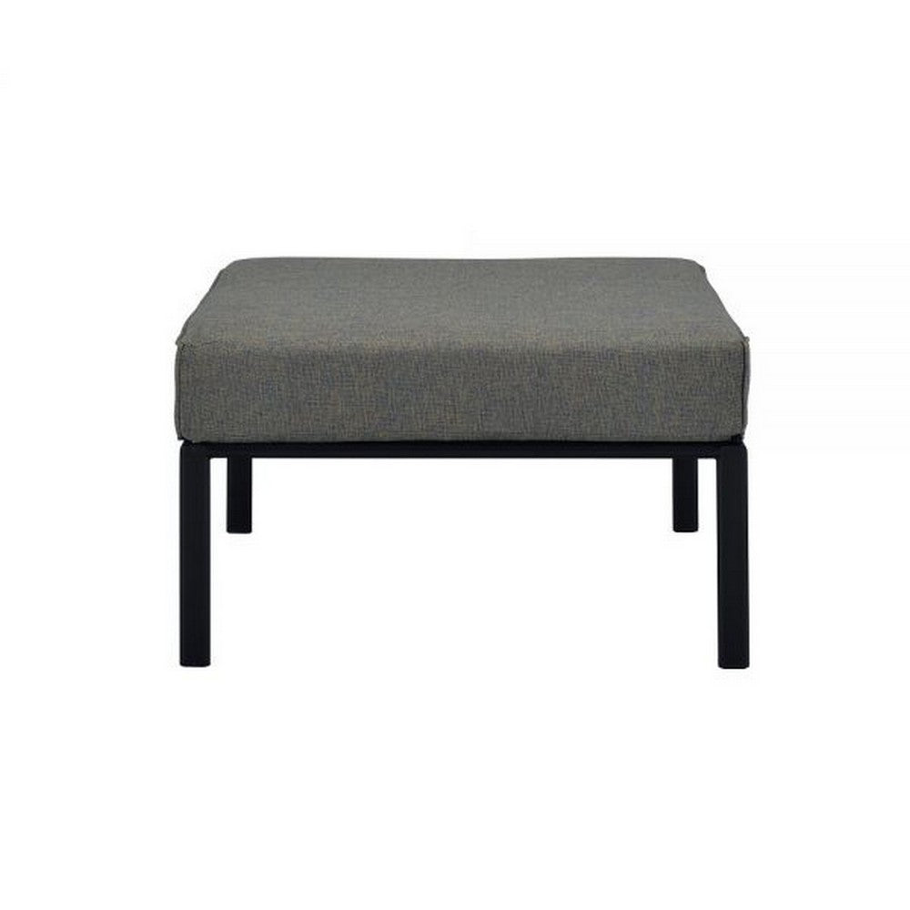 Rain 29 Inch Outdoor Patio Ottoman, Waterproof Polypropylene, Smooth Gray - BM309444