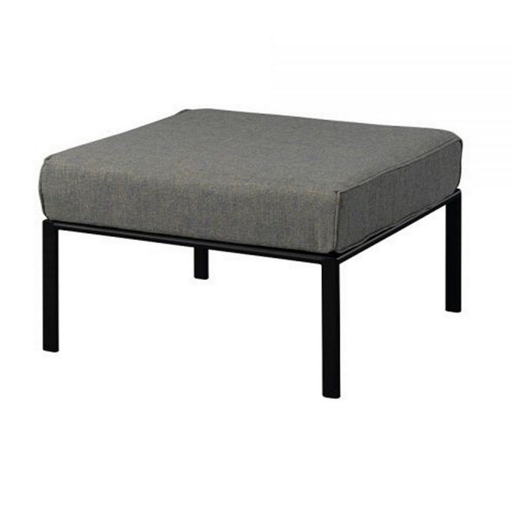 Rain 29 Inch Outdoor Patio Ottoman, Waterproof Polypropylene, Smooth Gray - BM309444