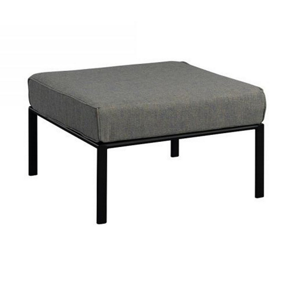 Rain 29 Inch Outdoor Patio Ottoman, Waterproof Polypropylene, Smooth Gray - BM309444