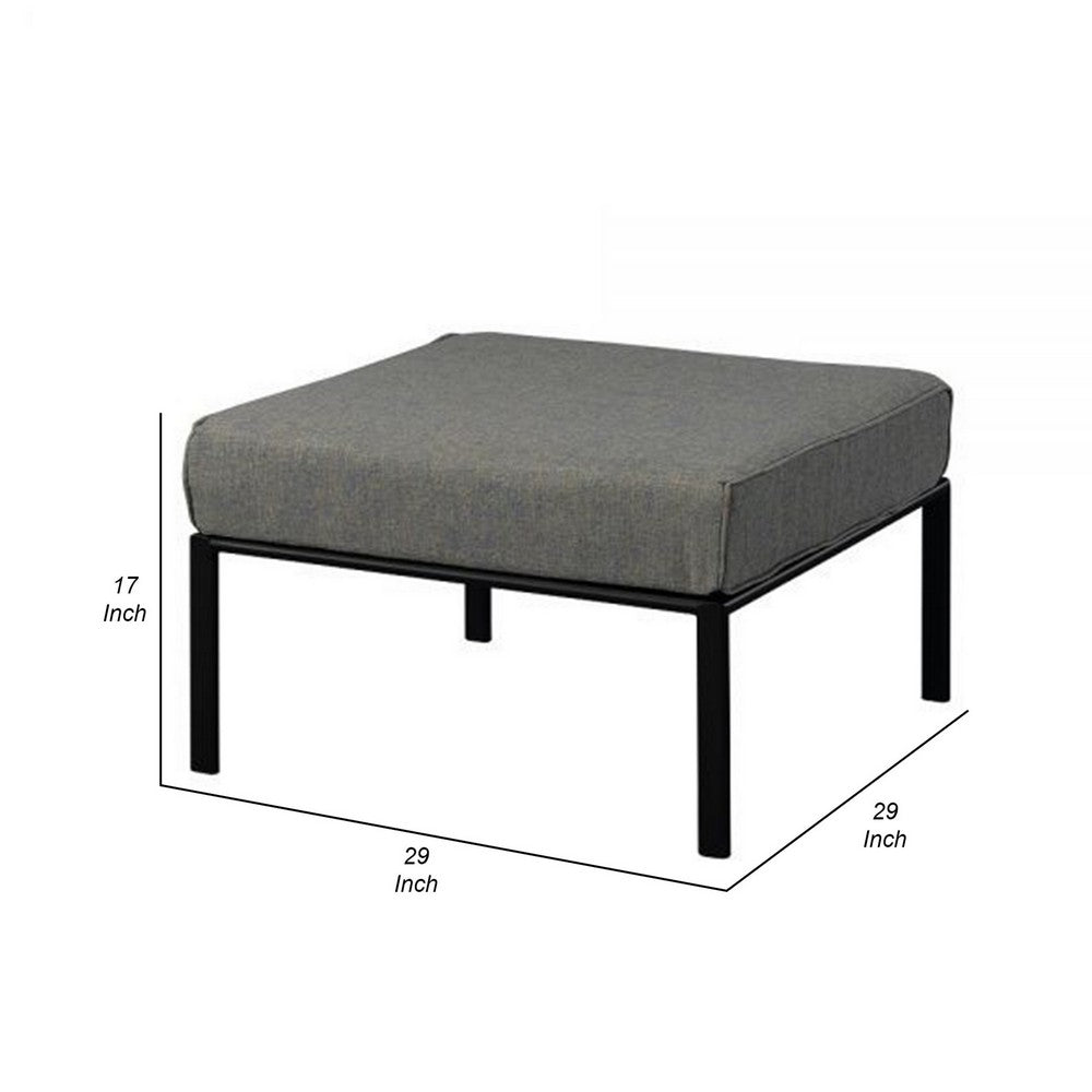Rain 29 Inch Outdoor Patio Ottoman, Waterproof Polypropylene, Smooth Gray - BM309444
