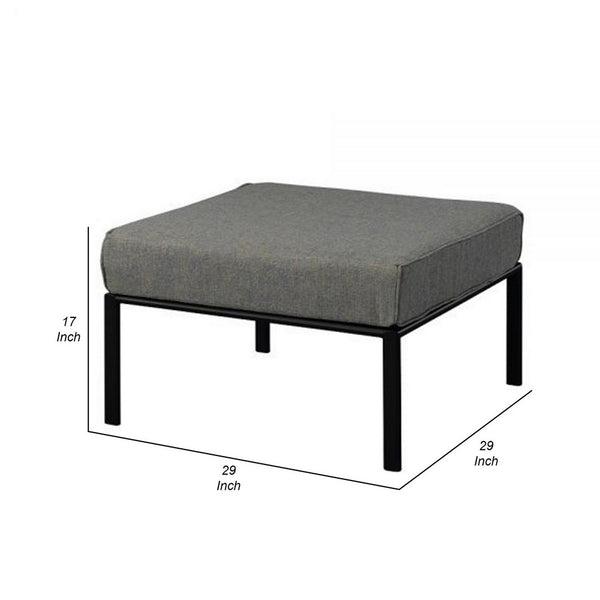 Rain 29 Inch Outdoor Patio Ottoman, Waterproof Polypropylene, Smooth Gray - BM309444