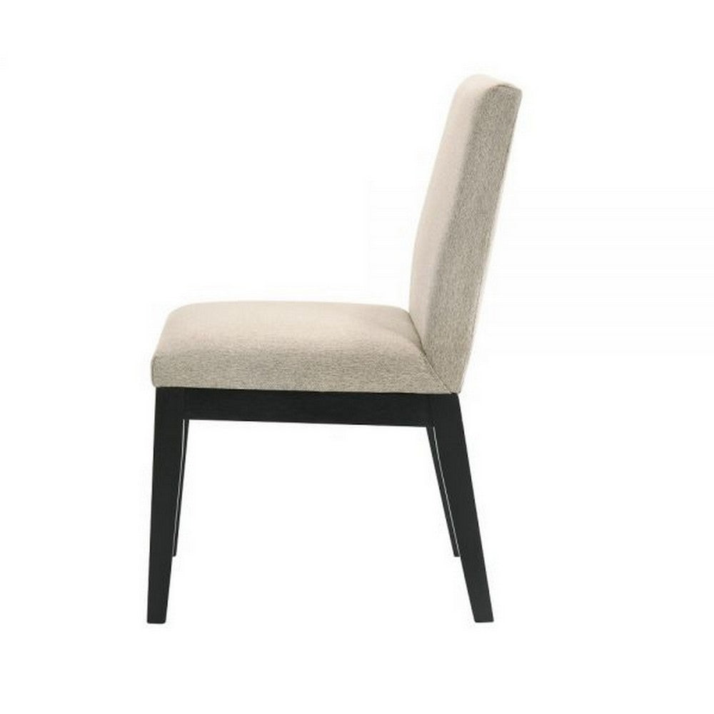 Fin 23 Inch Dining Chair, Set of 2, Fabric Upholstery, Beige and Black - BM309445