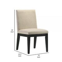 Fin 23 Inch Dining Chair, Set of 2, Fabric Upholstery, Beige and Black - BM309445