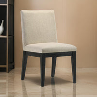 Fin 23 Inch Dining Chair, Set of 2, Fabric Upholstery, Beige and Black - BM309445