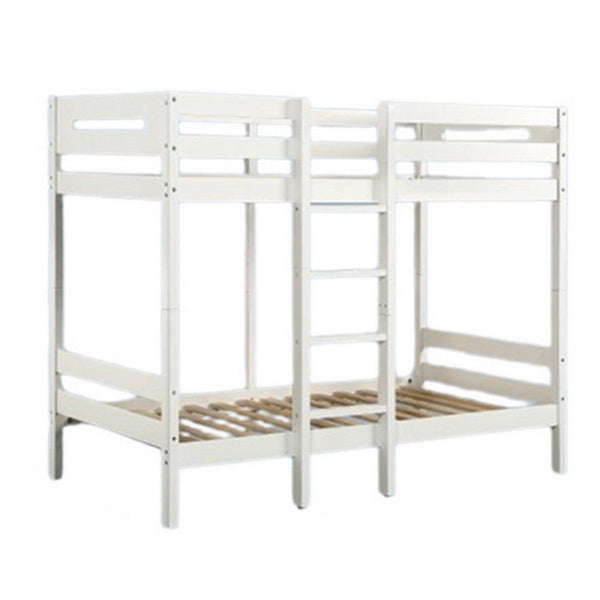 Asin Twin Bunk Bed with Front Facing Ladder, Pine Wood, Crisp White Finish - BM309451