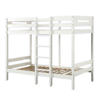 Asin Twin Bunk Bed with Front Facing Ladder, Pine Wood, Crisp White Finish - BM309451