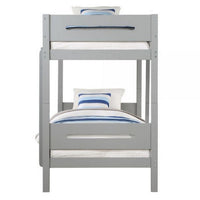 Asin Twin Bunk Bed with Front Facing Ladder, Solid Pine Wood, White Finish - BM309458