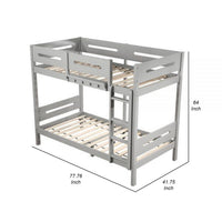 Asin Twin Bunk Bed with Front Facing Ladder, Solid Pine Wood, White Finish - BM309458