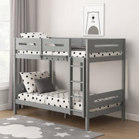 Asin Twin Bunk Bed with Front Facing Ladder, Solid Pine Wood, White Finish - BM309458