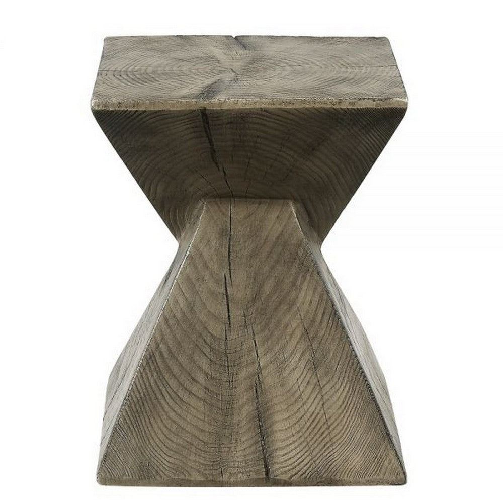 17 Inch Accent Table, Heavy-Duty Durability Cement, Weathered Oak Brown - BM309459