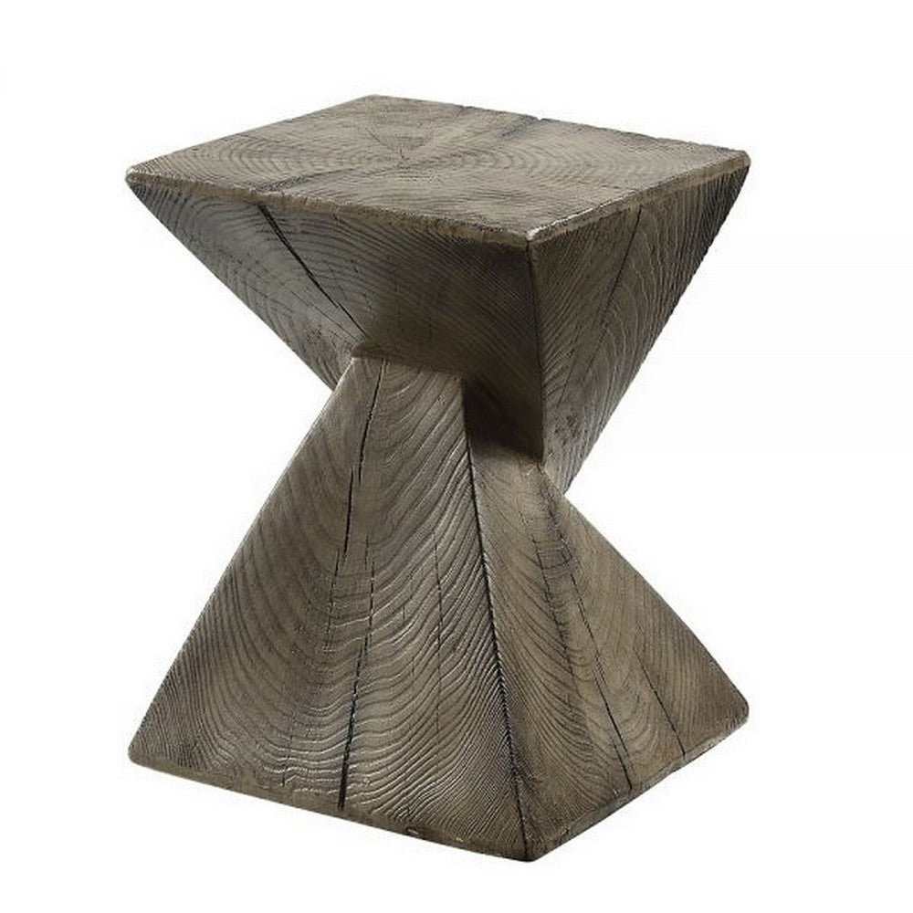 17 Inch Accent Table, Heavy-Duty Durability Cement, Weathered Oak Brown - BM309459