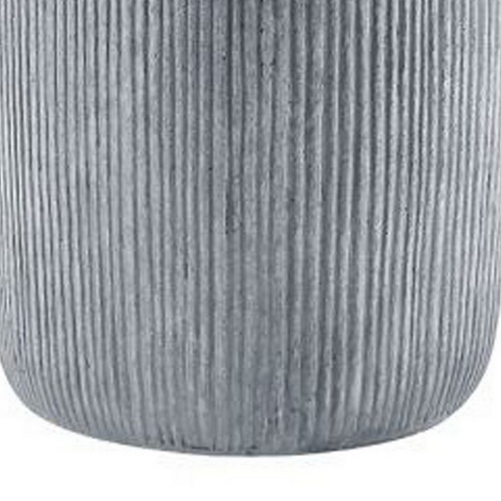 Lylie 30 Inch Side End Table, Round Naturalistic Design, Gray Cement - BM309461