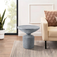 Lylie 30 Inch Side End Table, Round Naturalistic Design, Gray Cement - BM309461