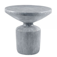 Lylie 30 Inch Side End Table, Round Naturalistic Design, Gray Cement - BM309461