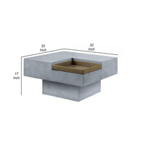 32 Inch Coffee Table with Removable Tray, Cement Construction, Smooth Gray - BM309462
