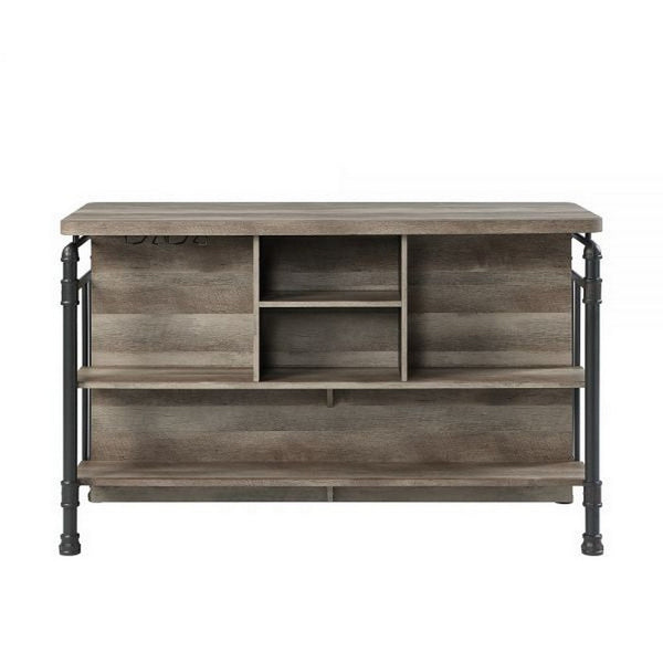 59 Inch Kitchen Island with 2 Shelves, Industrial Antique Oak Brown, Gray - BM309463