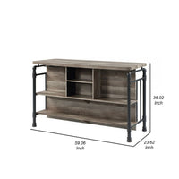 59 Inch Kitchen Island with 2 Shelves, Industrial Antique Oak Brown, Gray - BM309463