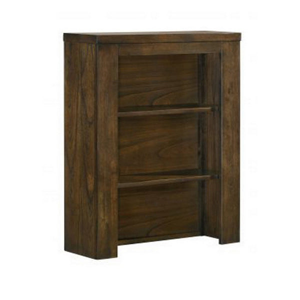 Maryl 26 Inch Pier Bookcase with 2 Shelves, Solid Wood, Antique Oak Brown  - BM309468