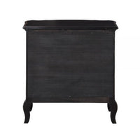 Cherry 30 Inch Nightstand, 3 Drawers, Cabriole Legs, Rubberwood, Black - BM309475