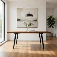 Hilly 59-83 Inch Extendable Dining Table, Rubberwood, Brown and Black  - BM309477