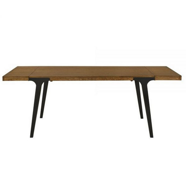 Hilly 59-83 Inch Extendable Dining Table, Rubberwood, Brown and Black  - BM309477