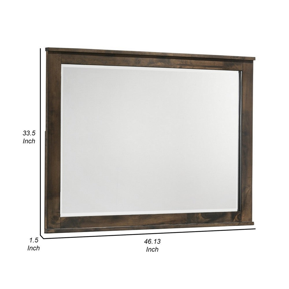 Bora 34 x 46 Dresser Mirror, Square, Solid Reclaimed Wood, Rustic Gray - BM309482