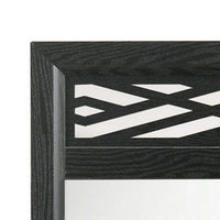 Kira 22 x 40 Dresser Mirror, Geometric Design, Rubberwood, Black Finish - BM309485