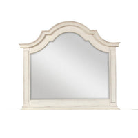 Maia 43 x 46 Dresser Mirror with Curved Top, Poplar and Oak, Antique White - BM309486