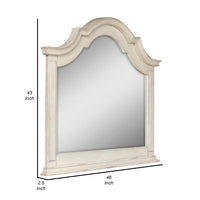 Maia 43 x 46 Dresser Mirror with Curved Top, Poplar and Oak, Antique White - BM309486